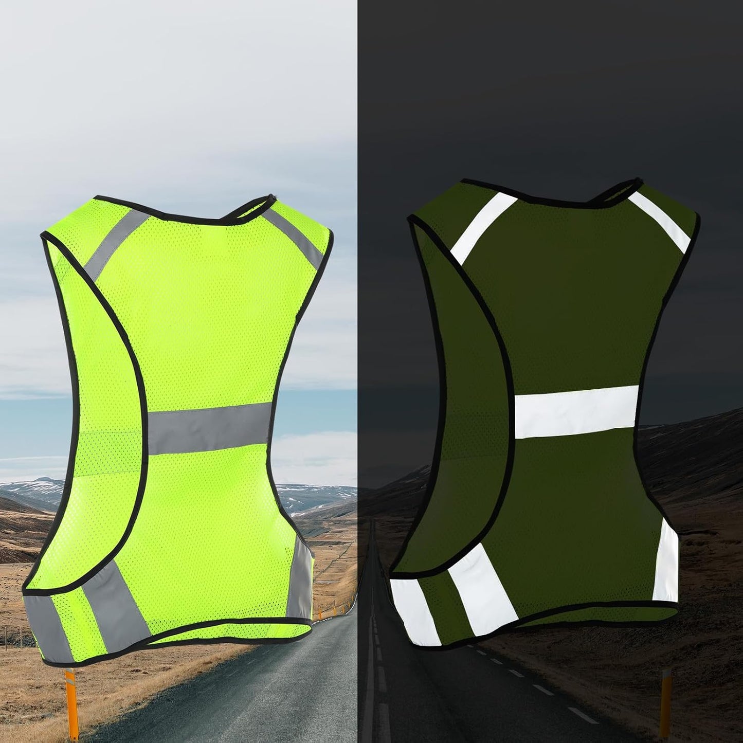 Skiennix Running Reflective Vest - High Visibility Grey Reflector Tape for Night Safety | Ideal for Running, Biking, Walking
