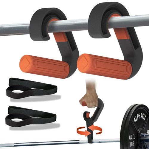 Folaps Pull Up Handles Neutral Grip: Portable Barbell Grip with 2 Detachable Straps for Cable Machine LAT Pull Down T-bar Row Deadlift Shrug
