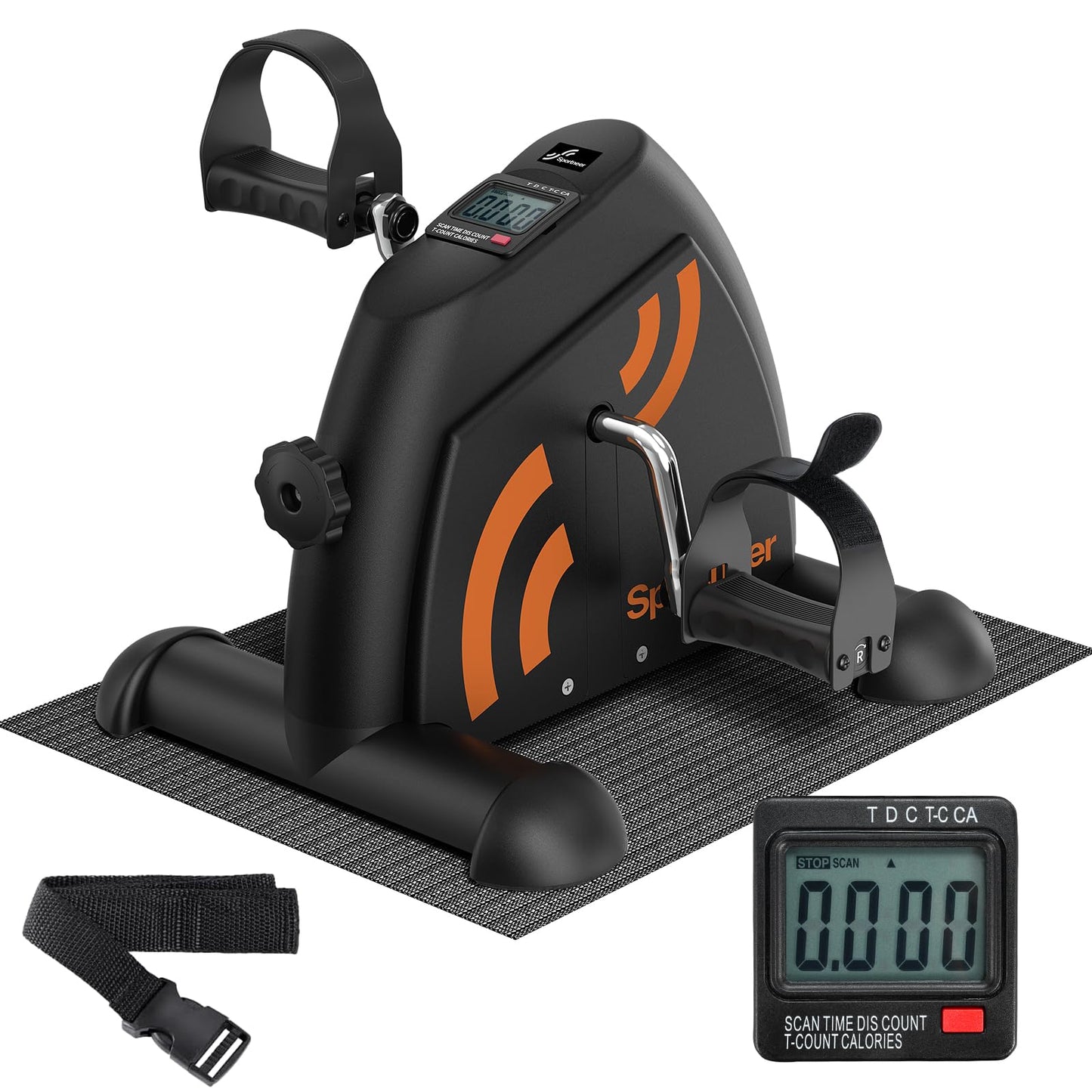 Sportneer Under Desk Bike Pedal Exerciser: Mini Exercise Bike Portable Peddler Sitting for Seniors with LCD Display Arm & Leg Bike Pedals Exerciser with Anti-Skid Mat for Home Office Black Orange