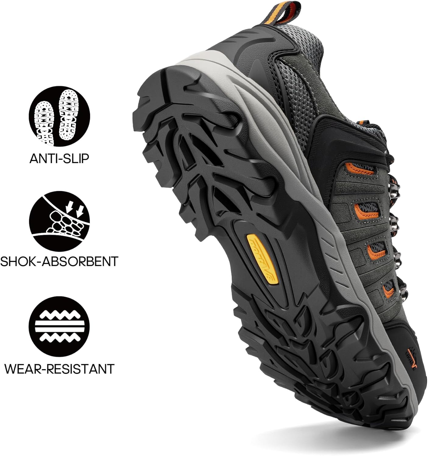 NORTIV 8 Men's Waterproof Leather Hiking Shoes - Low-Top Design for Outdoor Trails & Camping