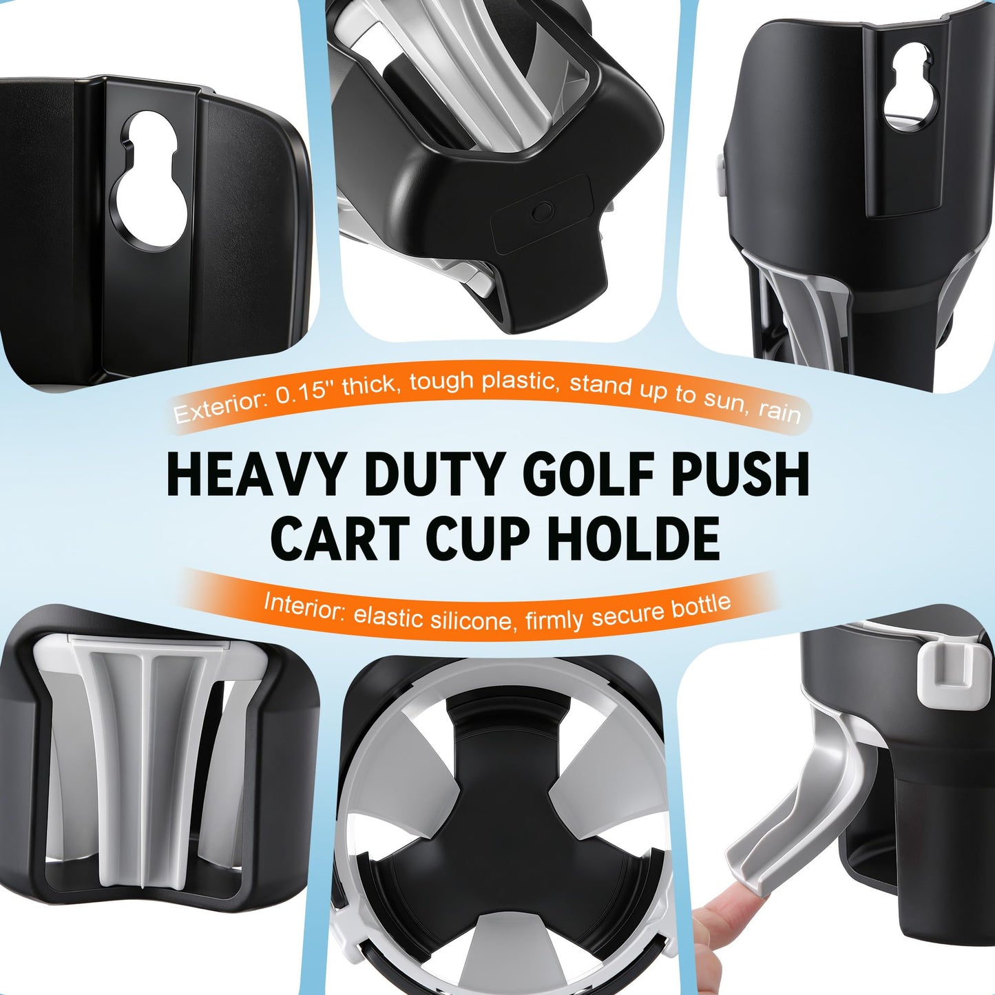 Hohean Golf Push Cart Cup Holder, Super Large Capacity, Fits Up to a 40oz Bottle, Universal Heavy Duty Golf Push Cart Accessories(1 Pack)