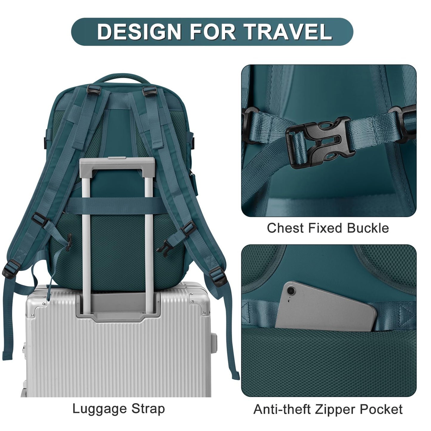 coofay Extra Large Backpack For Traveling On Airplane Carry On Backpack Flight Approved Personal Item Travel Backpack For Women Men Airline Approved Gym Bag With Shoe Compartment Weekender Hiking Bag