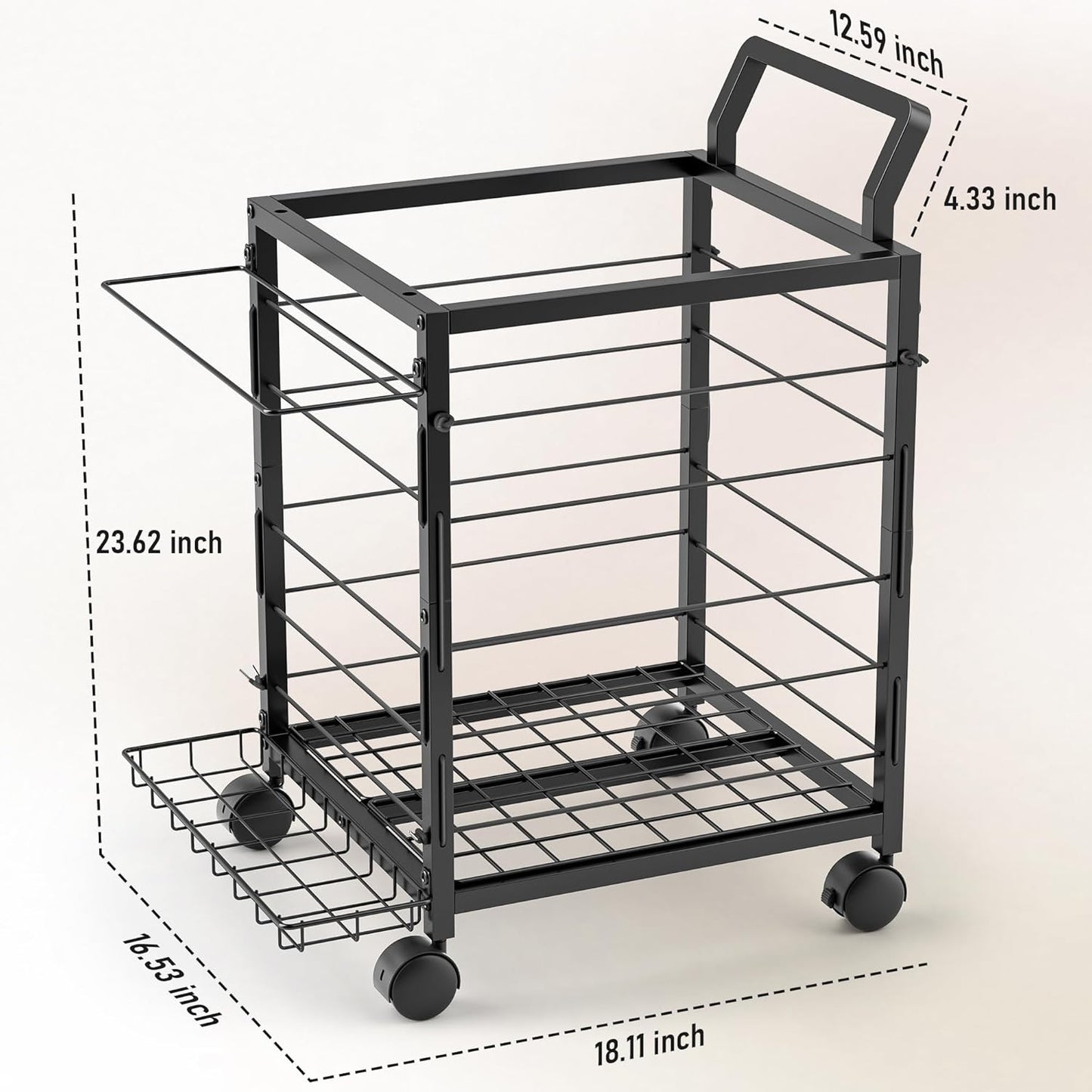 Skiennix Sports Equipment Garage Organizer - Upgraded Ball Storage Rack with Wheels | Black