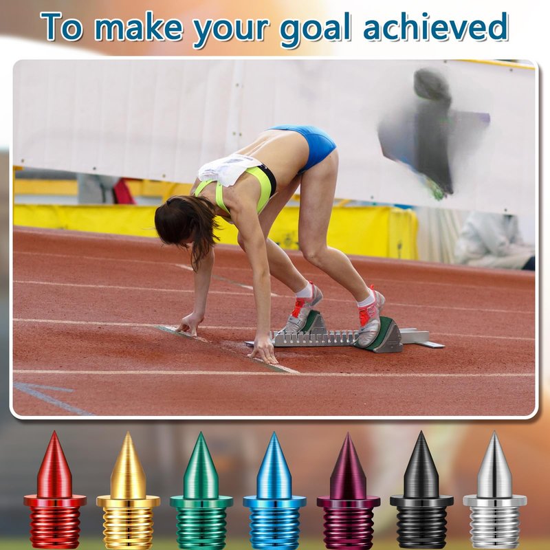 Ripeng 140 Pieces 1/4 Inch Carbon Steel Track Spikes, 7 Colors Light Weight Spikes Track Shoes for Field Sprinting Cross Country, 0.47 Grams
