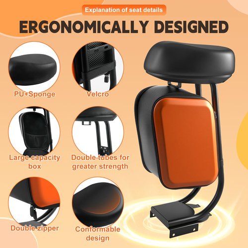 Kistrba Scooter Seat with 10L Large Storage Bag & Cup Holder, Compatible with Ninebot F20 F25 F30 F40, Enhanced Comfort & Convenience for Adults