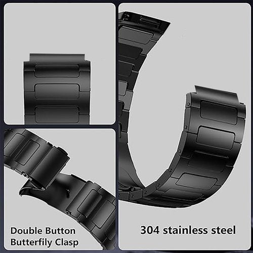 Lamshaw Compatible with Amazfit T-Rex 2 bands, Solid Business Stainless Steel Metal Bands Compatible with Amazfit T-Rex 2 Smart Watch (Black, for T-Rex 2)
