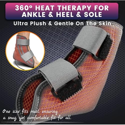 CREATRILL Foot Heating Pad for Ankle Pain, Achilles Tendonitis and Plantar Fasciitis Relief, Electric Ankle Warmer Wraps