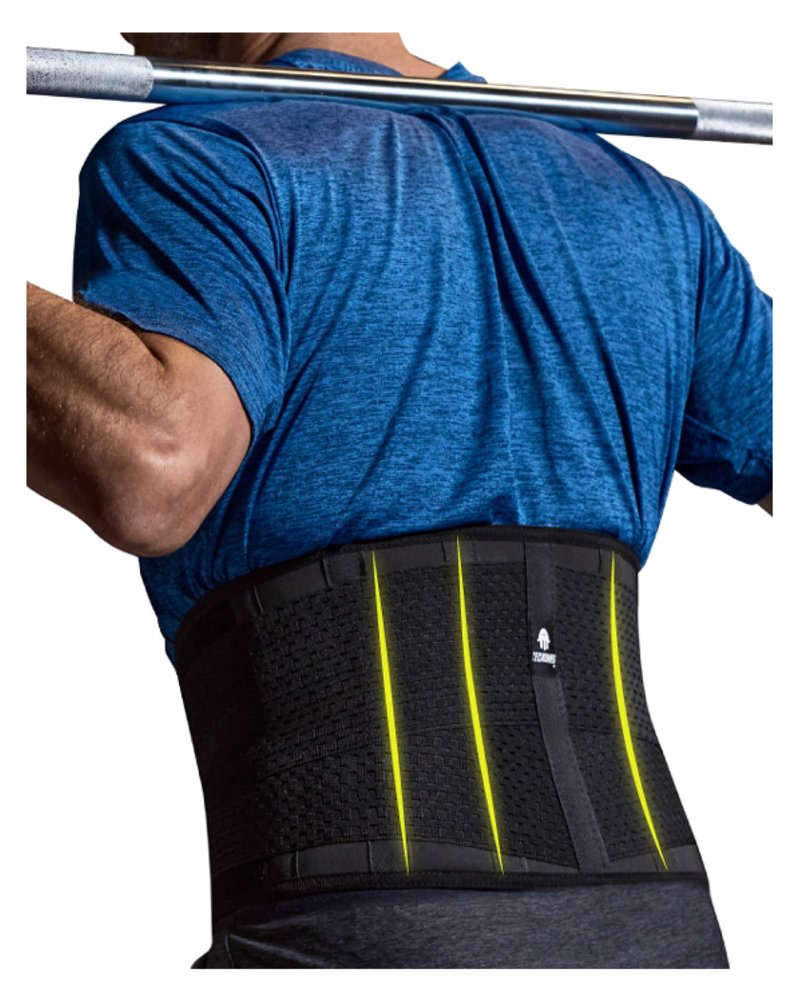 Tecnomed Back Support Belt for Men and Women - Waist Lumbar Support Lower Back Brace for Sciatica Lower Back Pain Relief (Black, XX-Large)