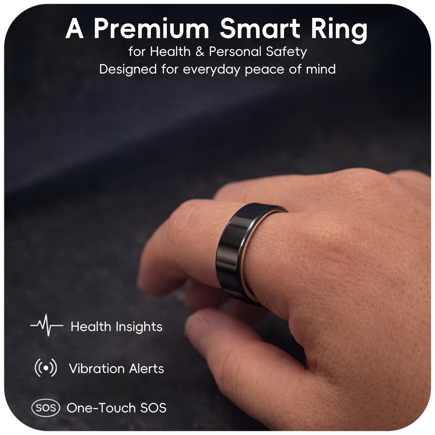 BlissfulTails Gen 2 Pro Smart Ring for Men Women: Health, Fitness & Sleep Monitor, SOS, Touch Control, Heart Rate, Vibration, Waterproof, iOS Android, Gift (Silver, Size 9)