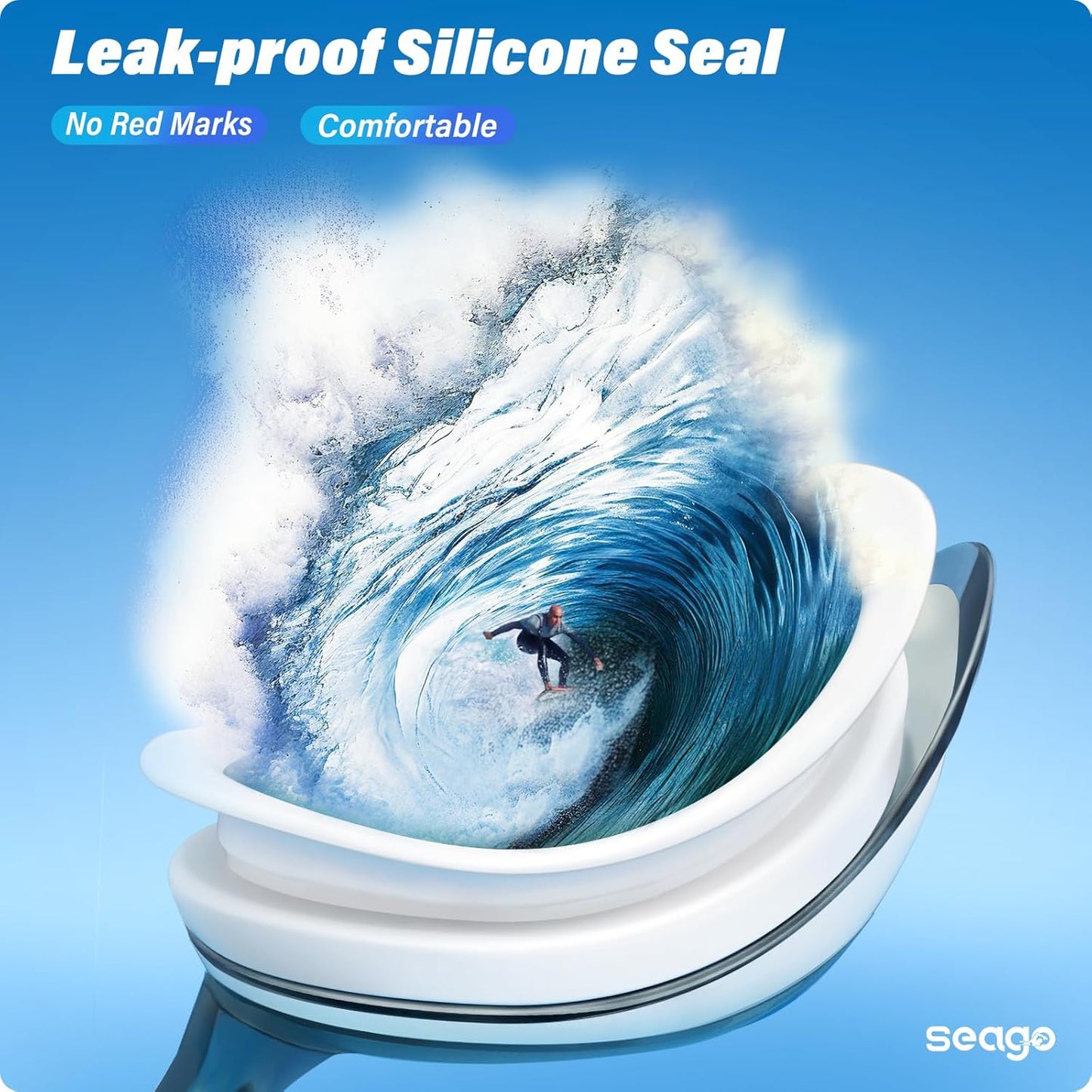 Seago Swimming Goggles - Anti-Fog & UV Protection for Adults | 2-Pack Silicone Swim Goggles