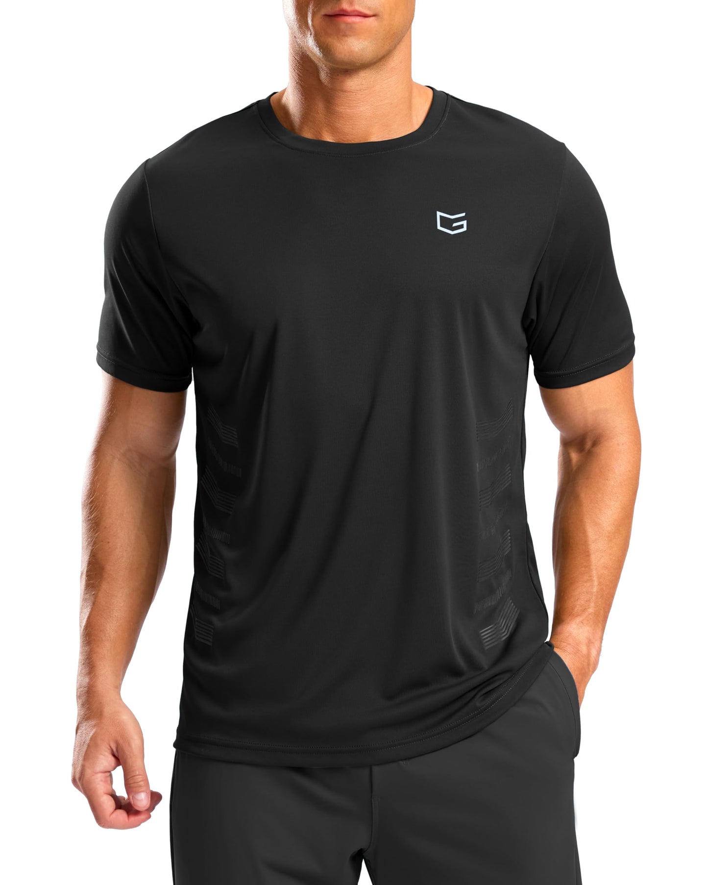 G Gradual Men's Workout Shirts Quick Dry Athletic Running T-Shirts Lightweight Moisture Wicking Short Sleeve Sports Gym Tops(Black,L)