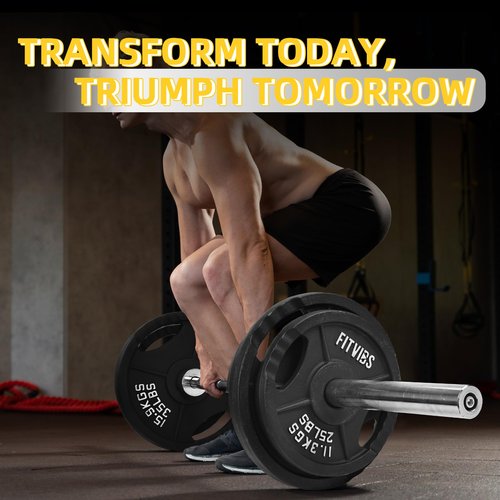 Fitvids 2 Inch Olympic Barbell Weight Plates Set, 45 LB(2.5-10 LB) Barbell Weight Set for Home Gym Strength Training, Double-grip Design