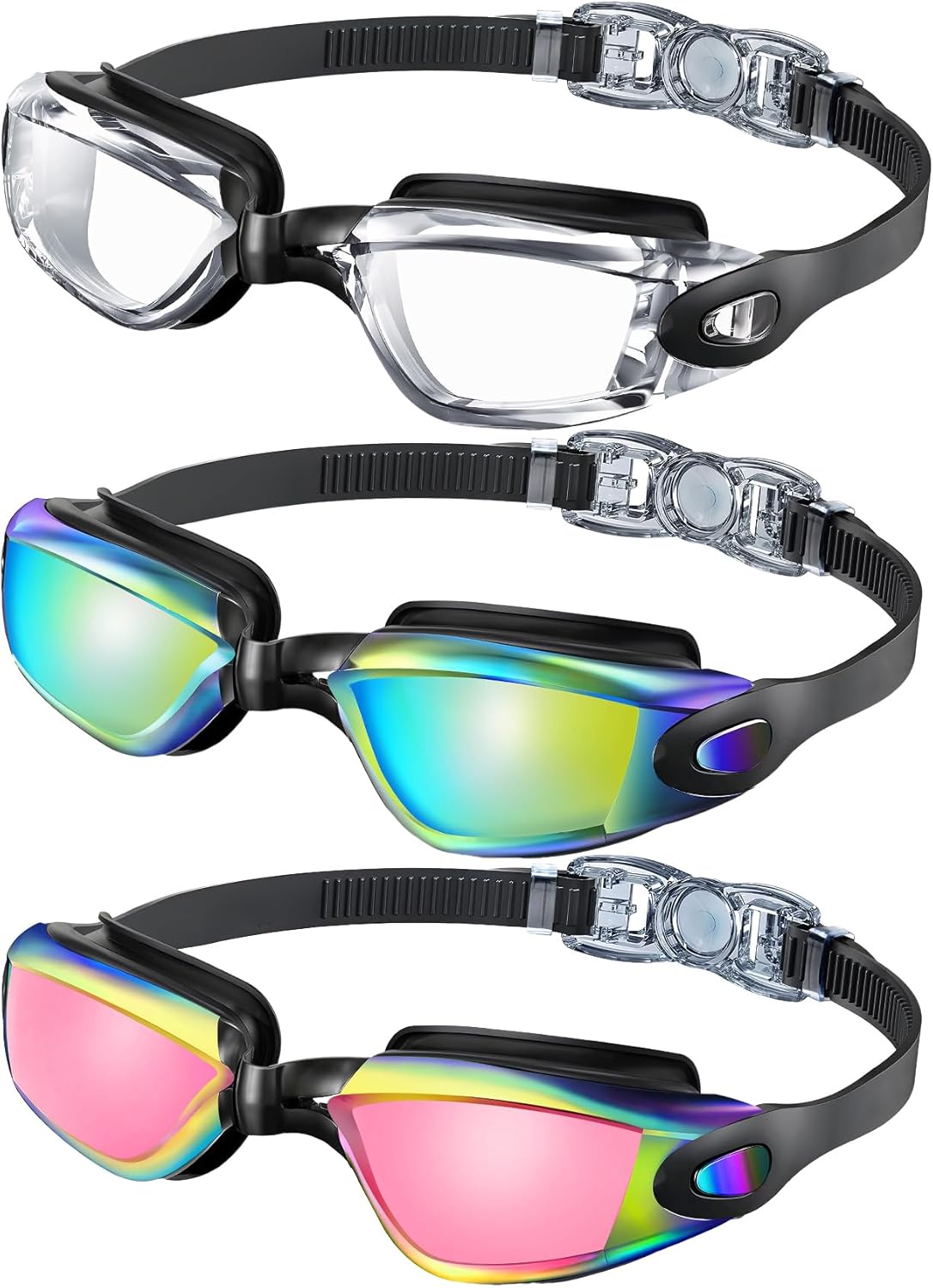 NSSIW Kids Swimming Goggles - Anti-Fog, Leak-Proof Design | 3 Pack for Ages 4-16, Boys & Girls
