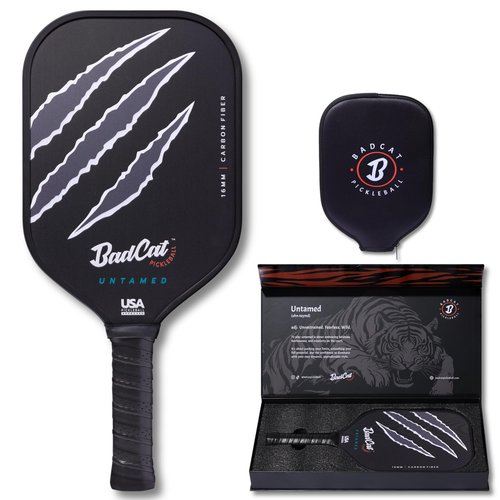 BadCat Pickleball Untamed Pickleball Paddle - Toray T700 Raw Carbon Fiber | Pro All-Court Performance | Thermoformed for Max Spin & Control | 16mm Core, Elongated Shape | 5.5" Handle | USAPA Approved