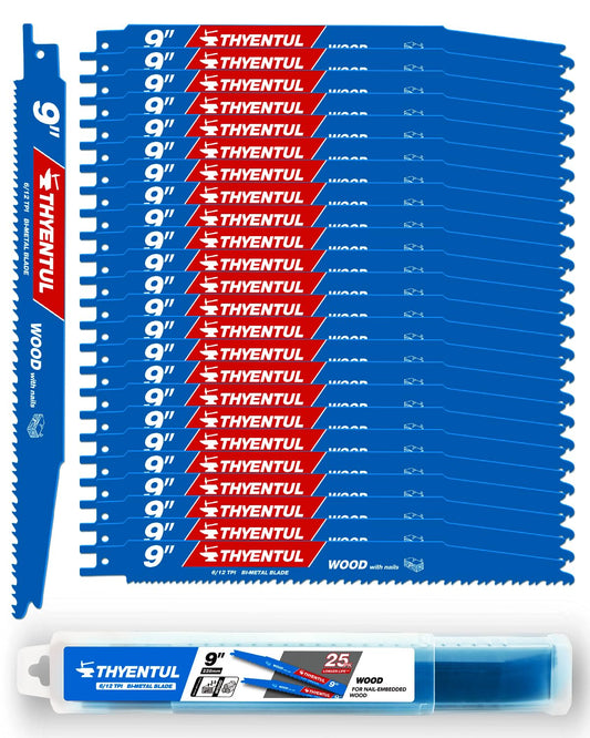 25-Pack 9-Inch Bi-Metal Reciprocating Saw Blades - 14/18 TPI for Medium Metals