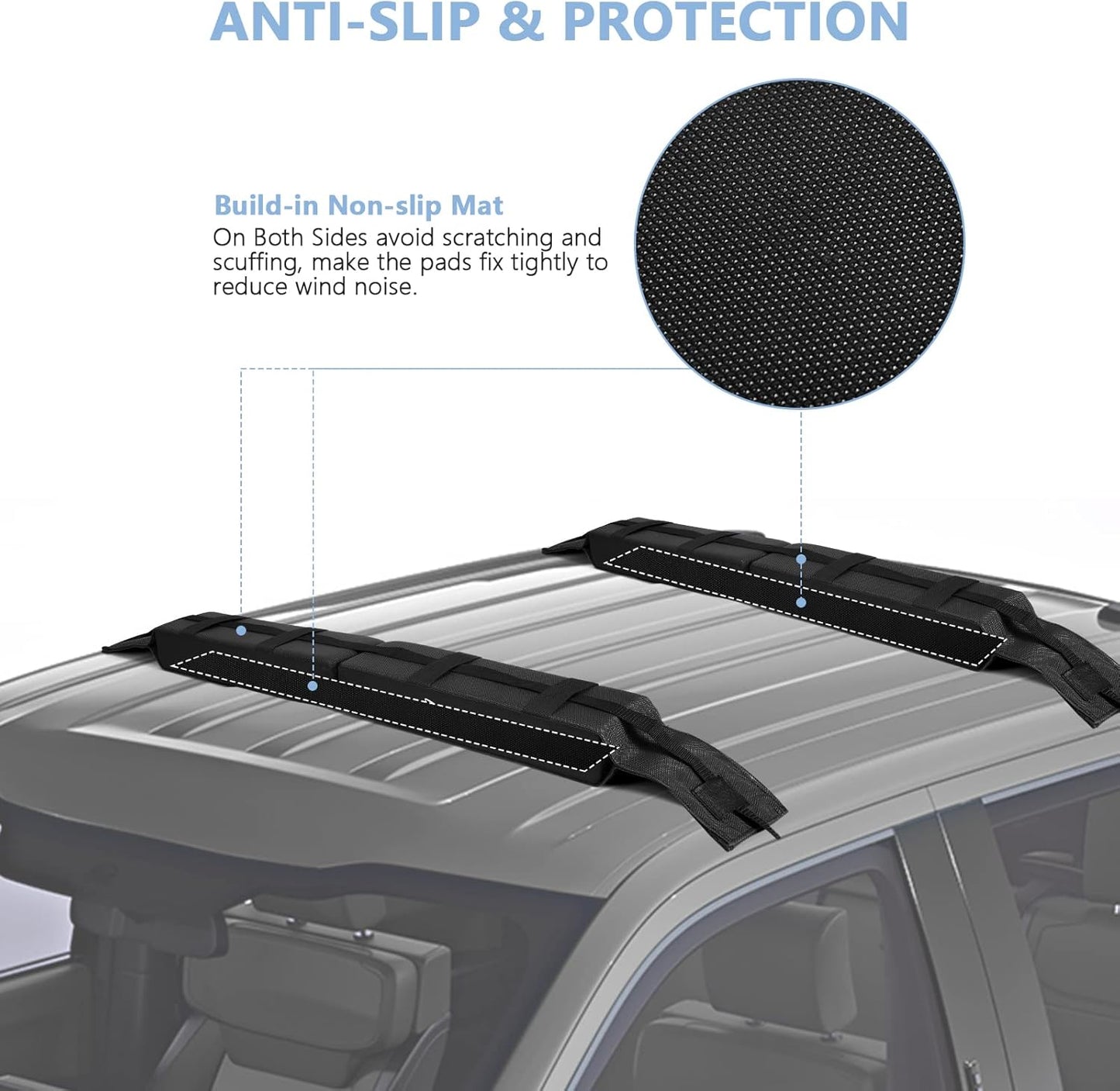 WOOWAVE Folding Kayak Carrier - Soft Roof Rack Pads with 4 Tie Down Straps & Storage Bag | Universal Fit for Canoe, Surfboard, SUP