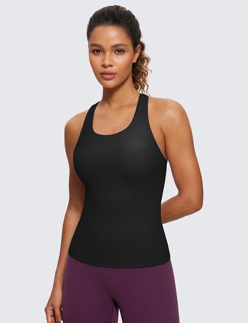 CRZ YOGA Butterluxe Workout Tank Tops - Padded Spandex Racerback Yoga Shirts for Women