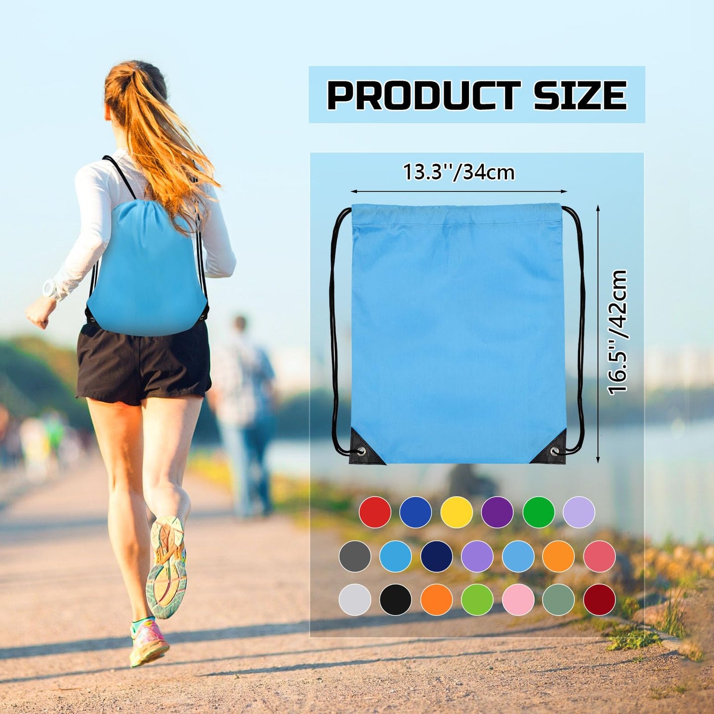 Grneric Drawstring Backpack Bulk 6 PCS, Drawstring Bags String Backpack Cinch Sack Gym Bags for Sport Trip Beach Swimming, 6 Color