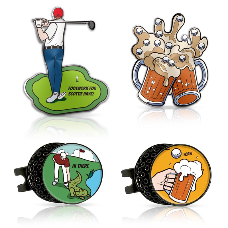 CH NTWH Funny Golf Ball Marker Magnetic Hat Clip for Putting Green - Premium Golf Accessories and Gift - Enhance Golfing Experience - 4 Markers with 2 Hat Clips