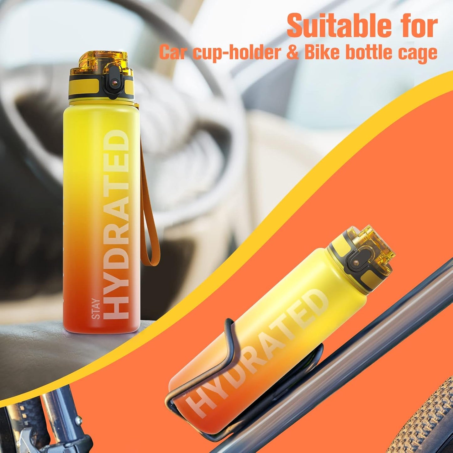 Sahara Sailor Water Bottle - Durable, Leakproof Tritan Design with Motivational Time Marker | 32/25/17oz Options
