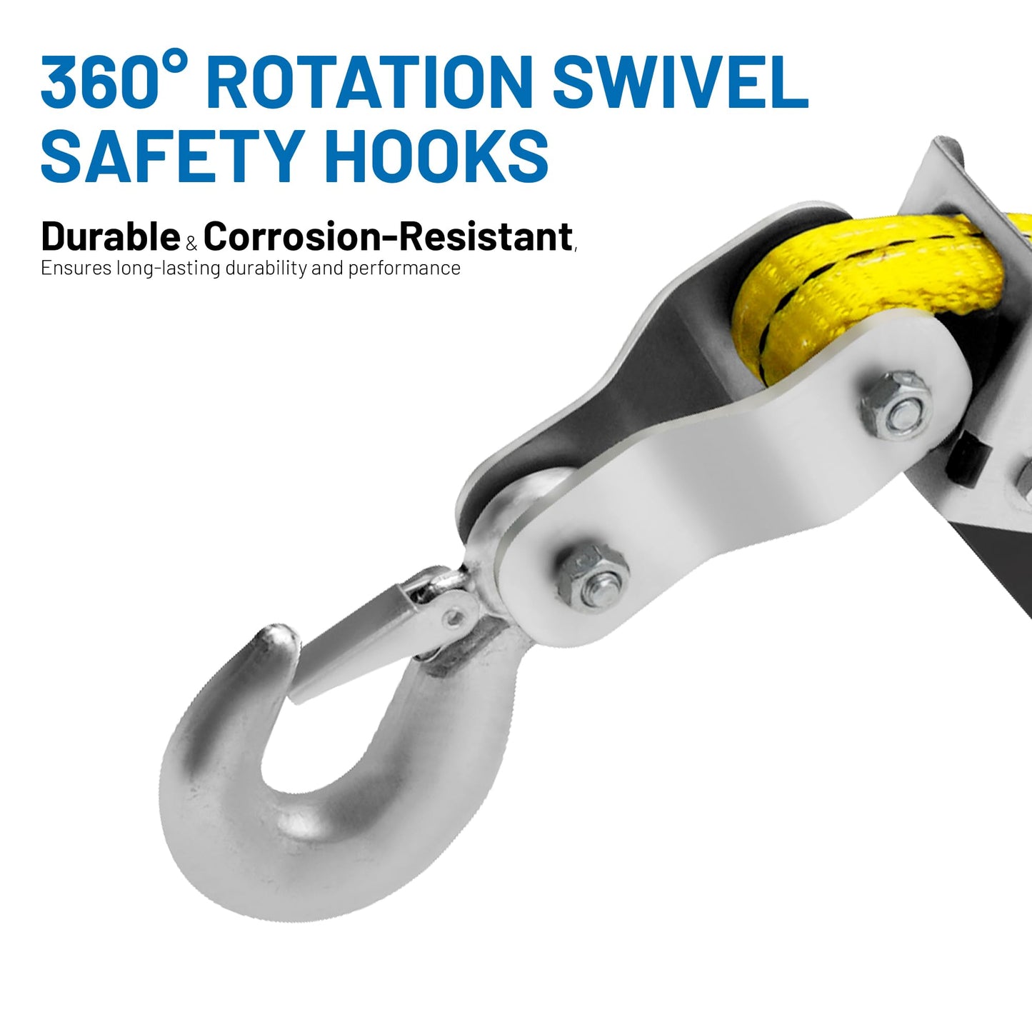 POLESTAR Come Along Winch, 4000 lbs Pull Capacity, 4 ft Winch Strap, Hand Winch with 2 Hooks, Heavy Duty Dual Ratchet Cable Winch Puller, Automotive Towing Hoist Puller for Recovery, Moving, Securing