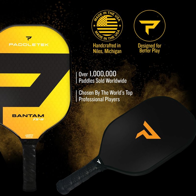 Paddletek Bantam TS-5 Pickleball Paddle | Professional Pickleball Paddles with Honeycomb Core, Textured Fiberglass Epoxy Hybrid Surface, Bantam PolyCore & High Tack Performance Grip | USAPA Approved