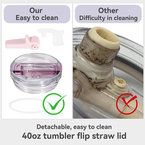 Dsnirasy 2 Pcs Spill Proof Tumbler Flip Straw Lid for Stanley Cup, 30oz Leak Proof Lid for Stanley H2.0 Quencher ProTour, with Removable Nozzle (Green+Cream)
