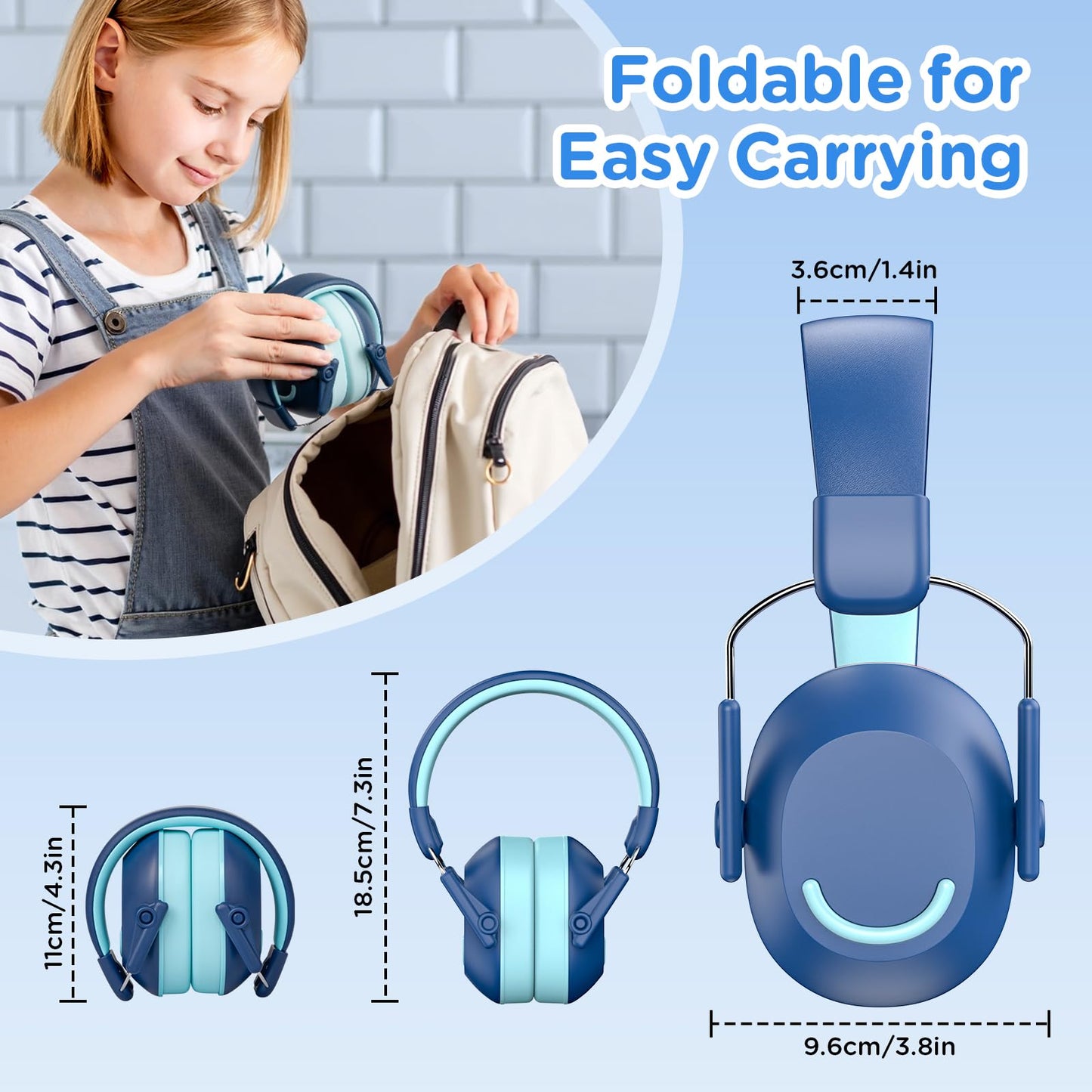 Link Dream Ear Protection Ear Muffs for Kids Noise Reduction SNR 30dB Hearing Protection for Show, Concert, Events, Fireworks (1, Blue)