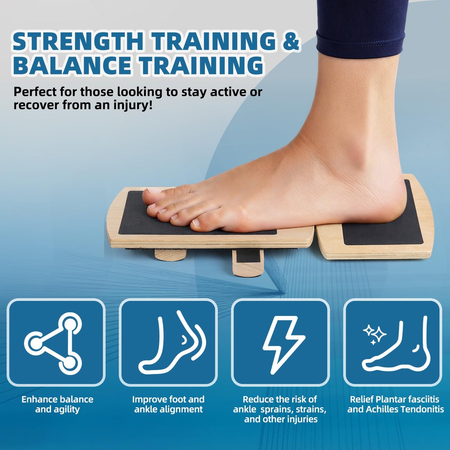 Ankle Balance Board for Physical Therapy - Foot Strengthener & Adjustable Ankle Trainer, Single Leg Anti-Slip Design for Plantar Fasciitis Relief, Sprained Ankle, Achilles Pain & Posture Correction