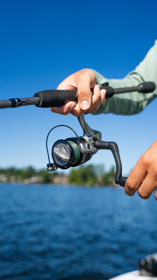 Abu Garcia 5'6" Max X Spinning Reel and Fishing Rod Combo, Size 750 Reel, 5 Stainless Steel Ball Bearings, Smooth Oil Felt Front Drag System, Lightweight Composite Rod Blank
