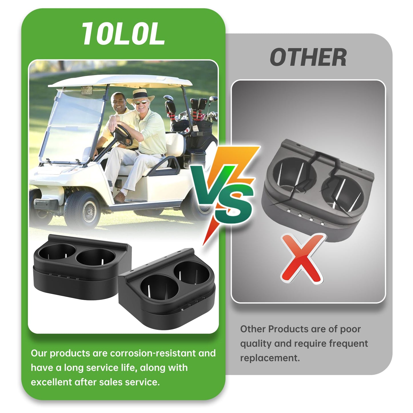 10L0L Golf Cart Cup Holder Drink Holderfor Club Car DS 1993-Up 1016811 101708301 (2 Pack