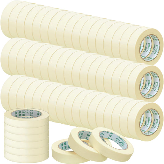 Fainne Masking Tape Bulk General Purpose Masking Painting Tape 55 Yards for Painting Home Office School Stationery Arts Crafts Basic Use, Easy Removal(60 Rolls,1 Inch)