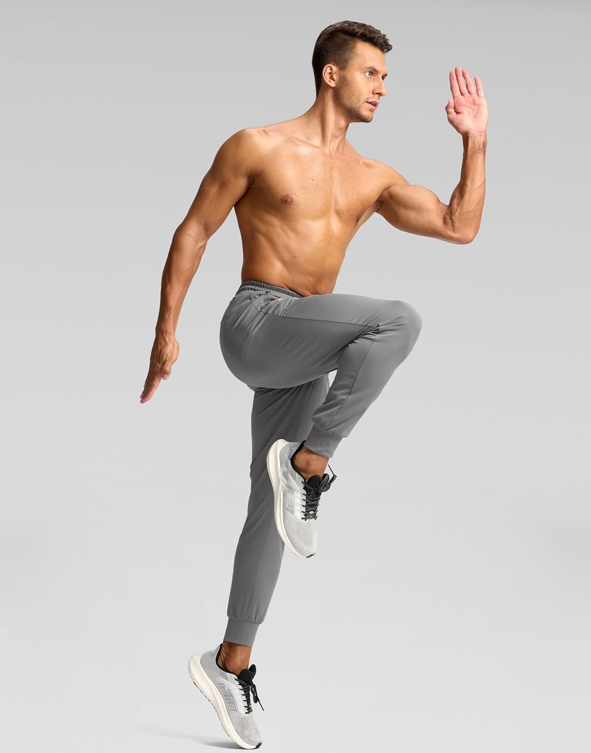 Pudolla Men's Lightweight Jogger Pants - 4-Way Stretch Athletic Sweatpants with Pockets
