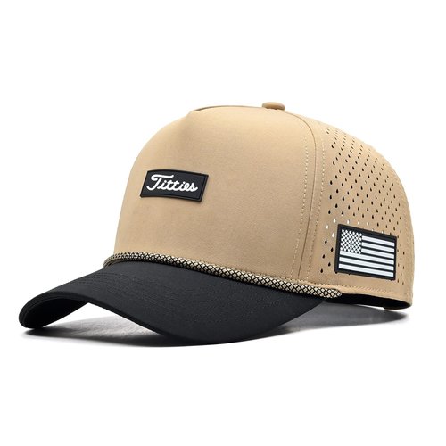 Curves & Clubs Titties Golf Hats Men – Funny Golf Hats for Men – One Size Adjustable Men’s Hat – Moisture-Wicking, Breathable & Durable Rope Hat – Perfect Golf Gift Tan