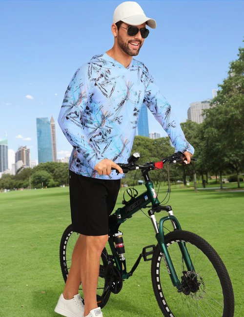iCKER Men's UPF 50+ Sun Protection Hoodie - Long Sleeve Rash Guard for Fishing & Outdoor Activities