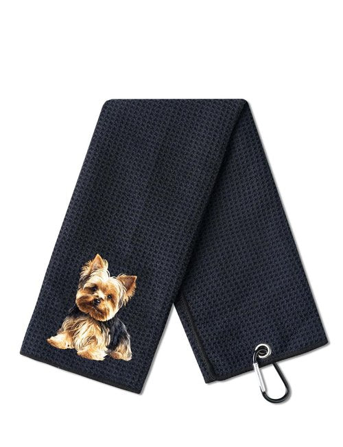 CybGene Yorkie Gifts Golf Towel, Gifts for Yorkshire Lovers, 15.7“x23.6” Microfiber Golf Towel for Golf Bags for Birthday, Christmas