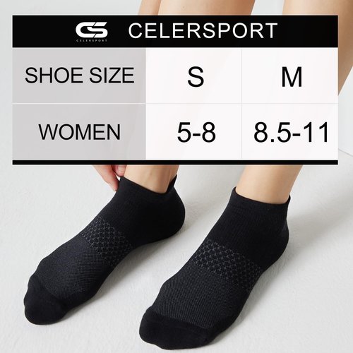 CS CELERSPORT Women's Ankle Running Socks - Cushioned Athletic Sport Socks | 5 Pairs