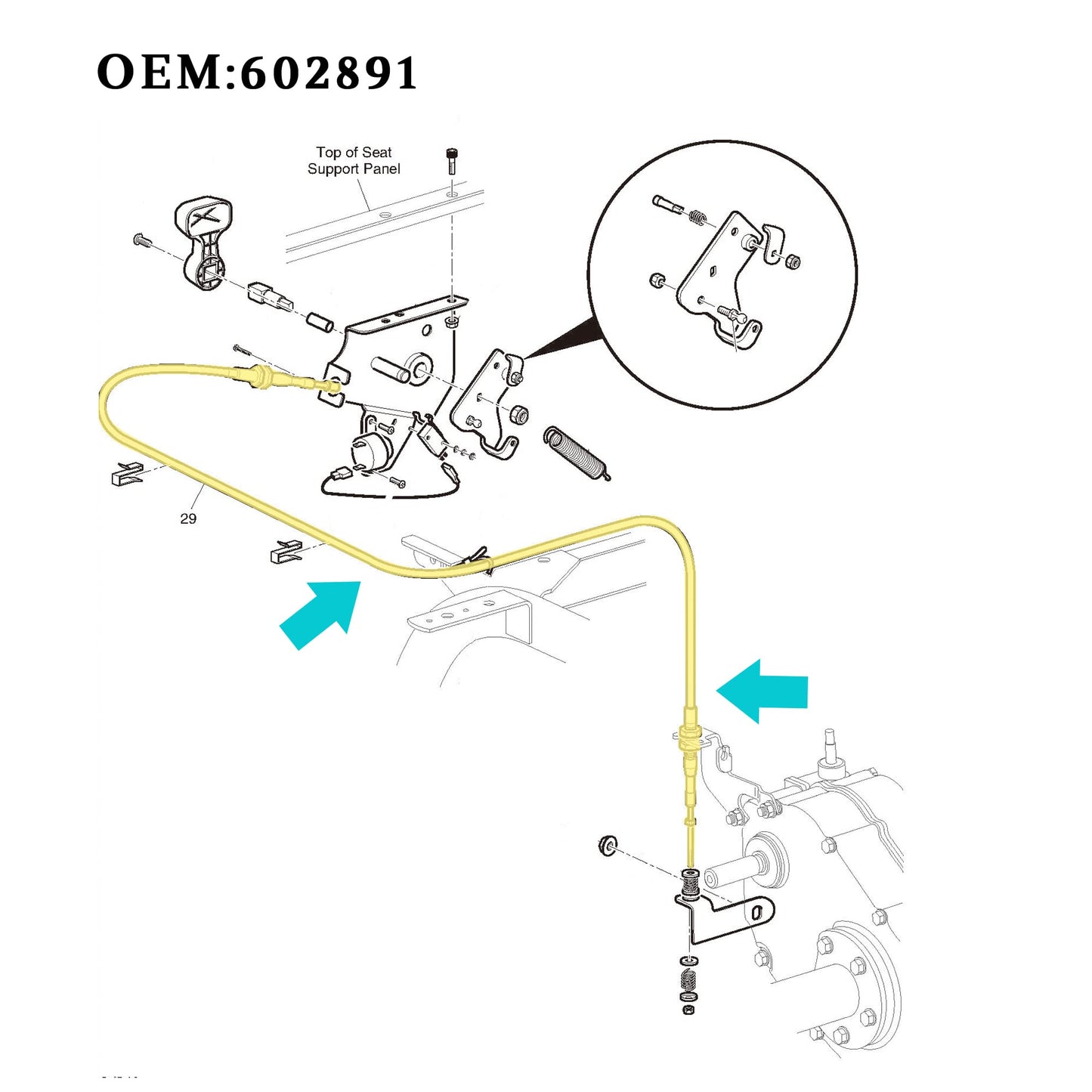10L0L 66 Inch Transmission Forward Reverse Push/Pull Shifter Cable for EZGO TXT, MPT 800/1200, ST Series 2004-up Gas Golf Cart, Replace OEM 602891