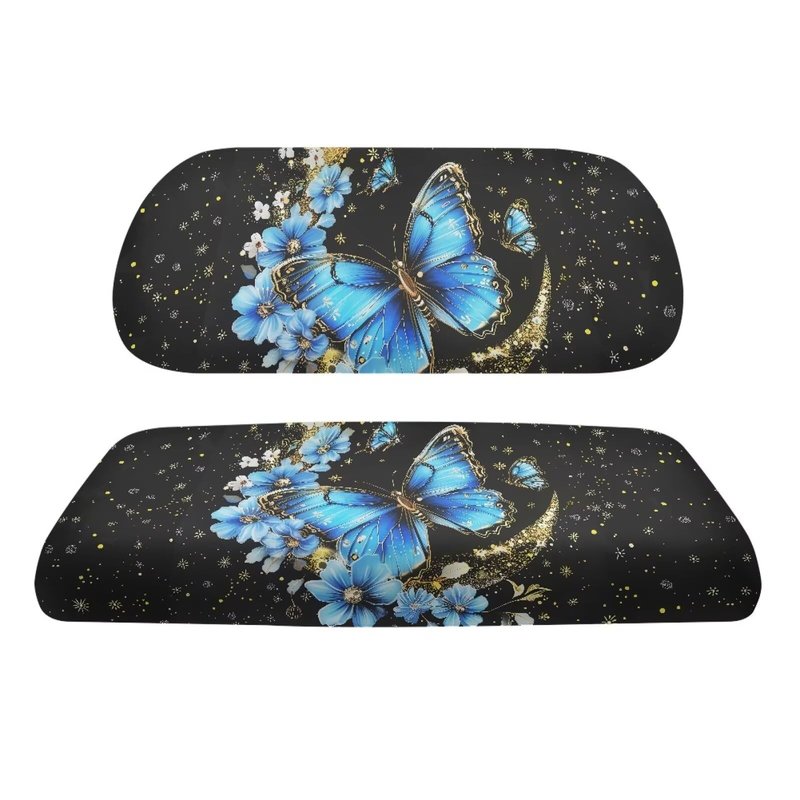 Pirexcny Starry Butterfly Print Golf Cart Seat Covers 2 Passenger Heavy Duty Golf Cart Seat Covers All Weather Club Car Seat Covers with Quick-Install Strap System for 2-Person Seats Golf Car