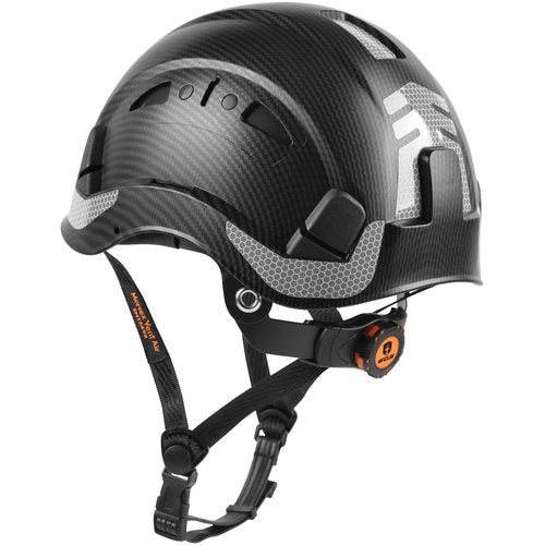 GREEN DEVIL Safety Helmet Hard Hat with Chin Strap Vented Lightweight Adjustable Hardhat for Men Women with Hi-Viz Design Ideal for Tree Climbing Work at Height