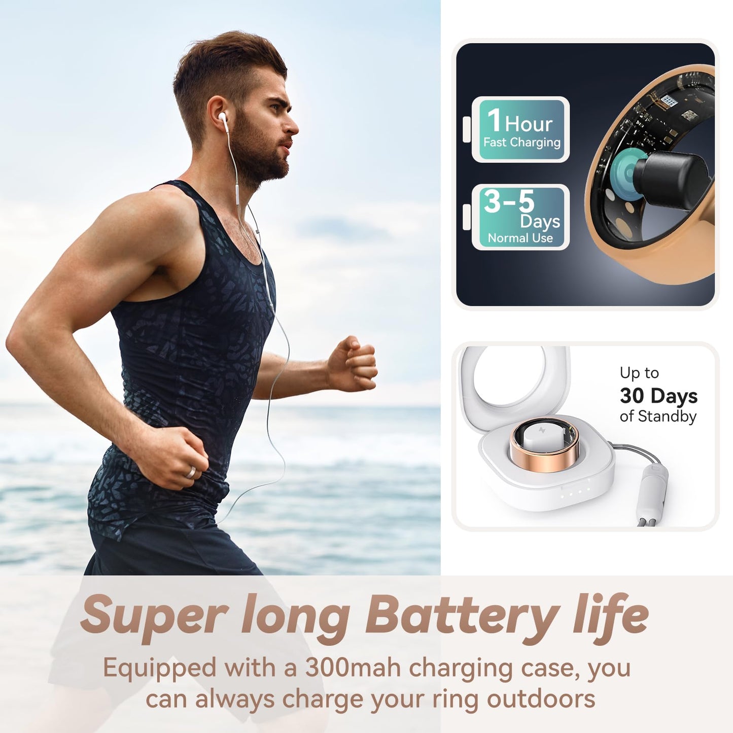 Smart Ring for Women Men, Sleep Tracker Ring with Heart Rate, Blood Oxygen, Fitness Ring for Activity Tracker/Steps/Calories, No Subscription, Waterproof Health Rings,Utra Battery Life (Rose Gold, 12)