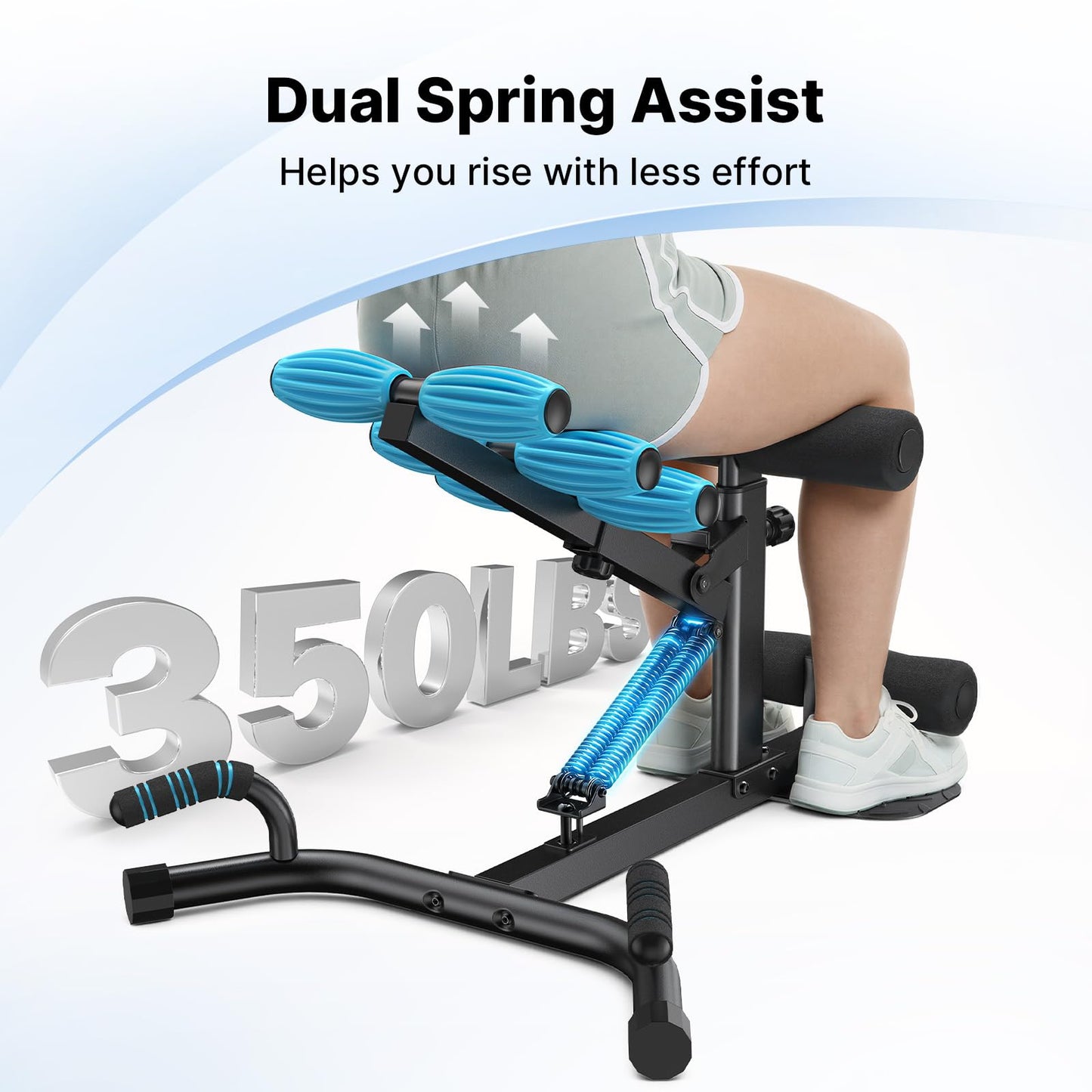 MERACH Upgrade Deep Squat Machine for Overweight, Dual Spring Assist& 350LB Weight Capacity, Glute Trainer Machine, Easy Setup & Leg Home Workout Machine