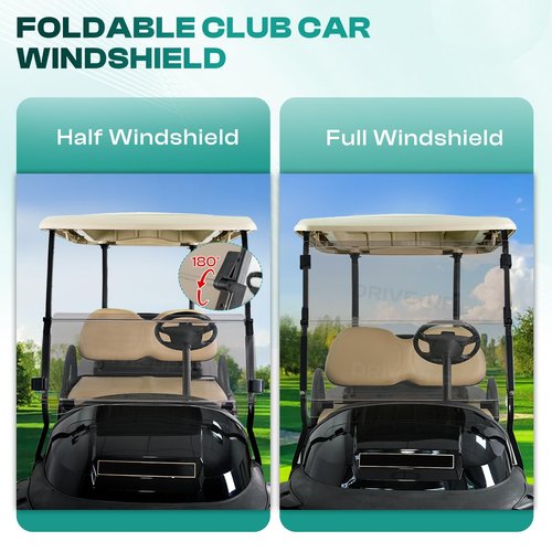 DRIVE UP Golf Cart Windshield, Club Car Windshield Compatible with Club Car Precedent, Onward, Tempo 2004-Up Electric and Gas Golf Carts, Tinted Foldable Windshield Impact Resistant and UV Protection