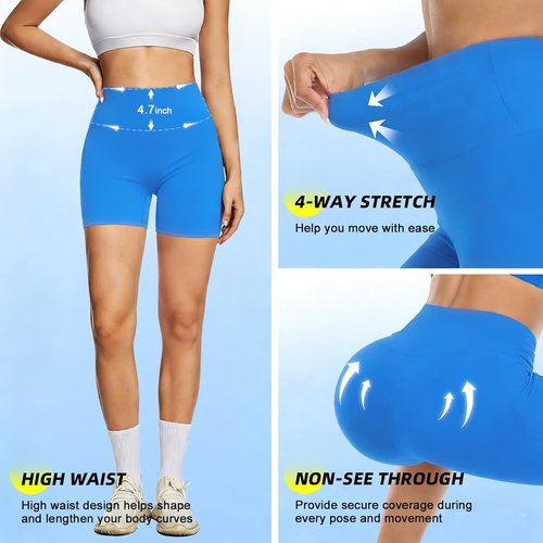 FULLSOFT High Waisted Biker Shorts for Women - Tummy Control Athletic Yoga & Fitness Shorts