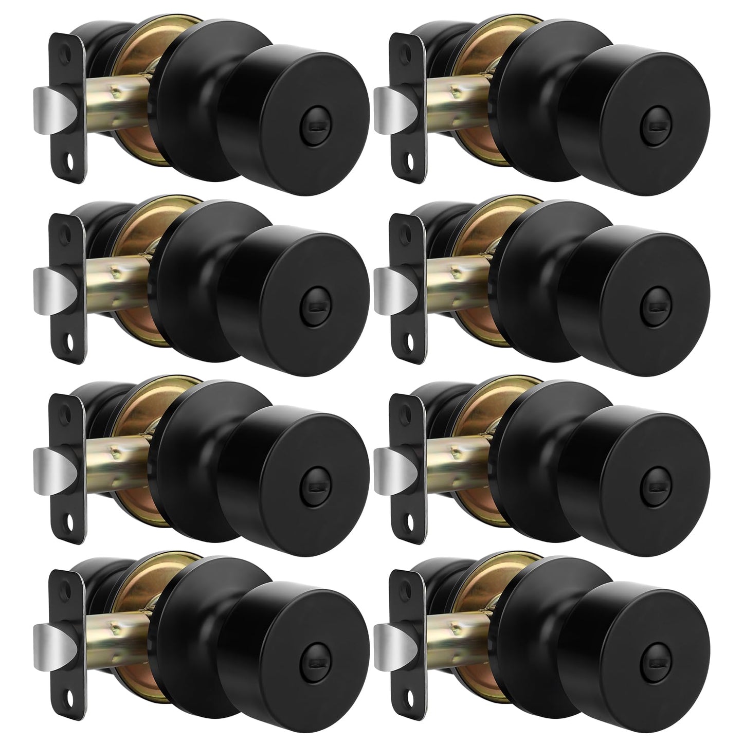 goldenwarm Black Door Knobs Interior, Privacy Door Knob Black Door Knobs Interior Bulk Matte Black Privacy Door Knobs for Bedroom or Bathroom (8 Pack)