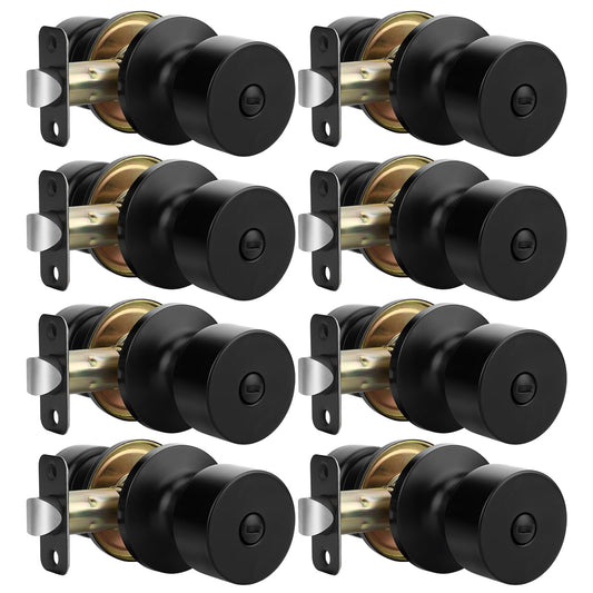 goldenwarm Black Door Knobs Interior, Privacy Door Knob Black Door Knobs Interior Bulk Matte Black Privacy Door Knobs for Bedroom or Bathroom (8 Pack)