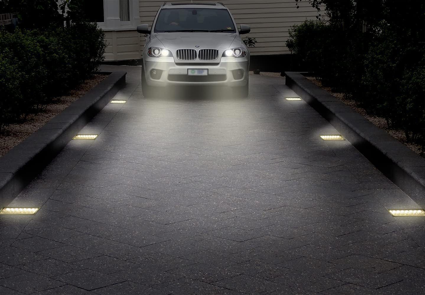 Dubofu Solar Paver Lights, 4x8 Brick Driveway Lights, IP67 Waterproof Outdoor Pathway Light, Recessed Landscape Lighting for Walkway, Patio, Garden, Lawn, Yard, Pool, Pavers, Warm White+RGB, 2 Pack