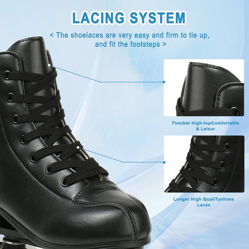 Jessie Leather Roller Skates - Adjustable Four-Wheel Premium Skates for Women, Men, Boys & Girls (Flash Wheel, Women's 8/ Men's 6.5)