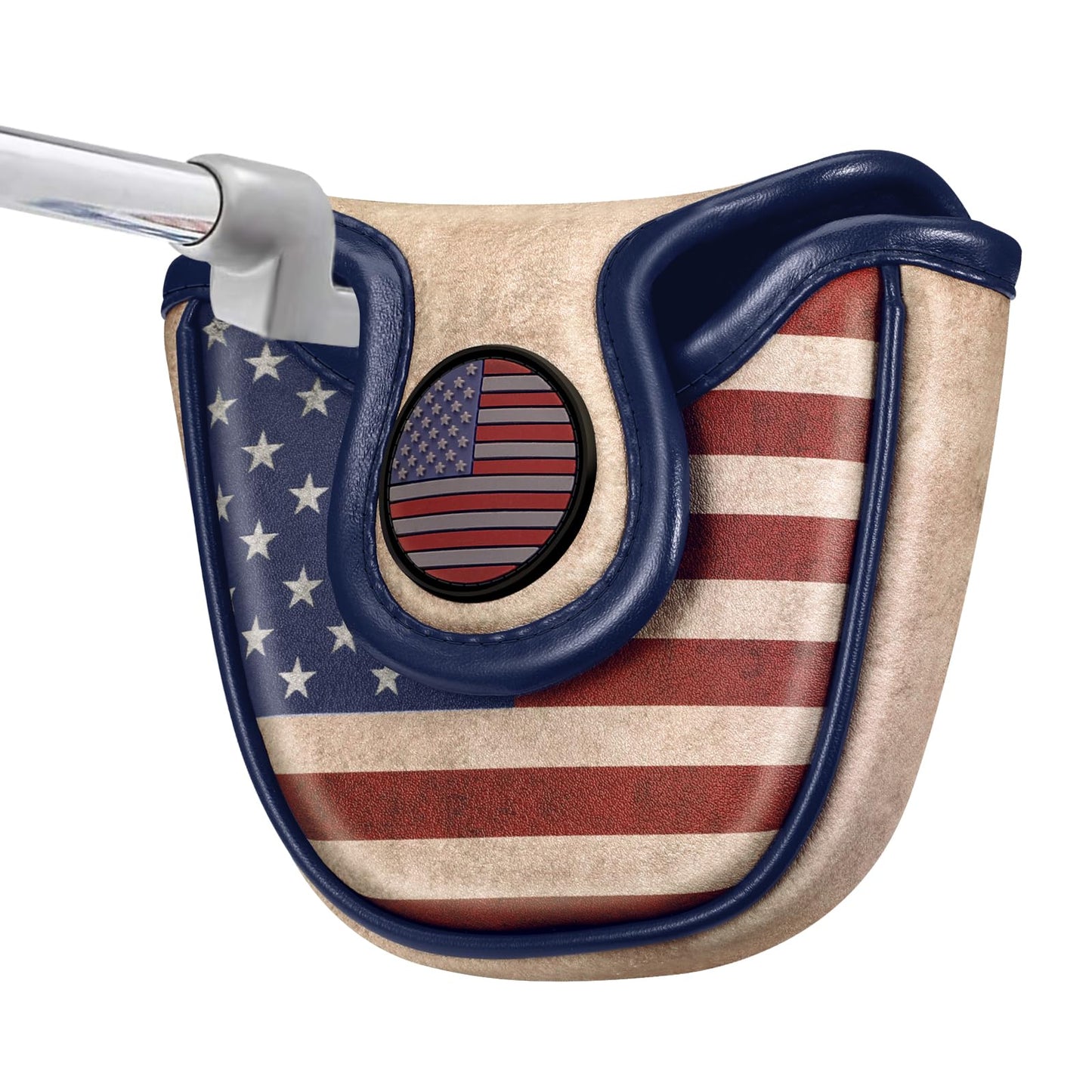 GIGAPOWER Golf Mallet Putter Cover, Elegant Embroidery Premium Leather Golf Club Head Cover Putter Headcover with Magnetic Closure Fits Most Putters