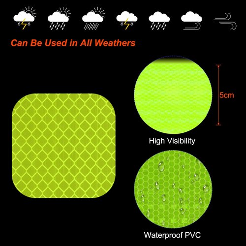 PATIKIL Reflective Stickers, 30 Pcs Safety High Visibility Reflective Sticker Waterproof Driveway Reflectors for Bicycle, Motorcycle, Fluorescent Green (Square)